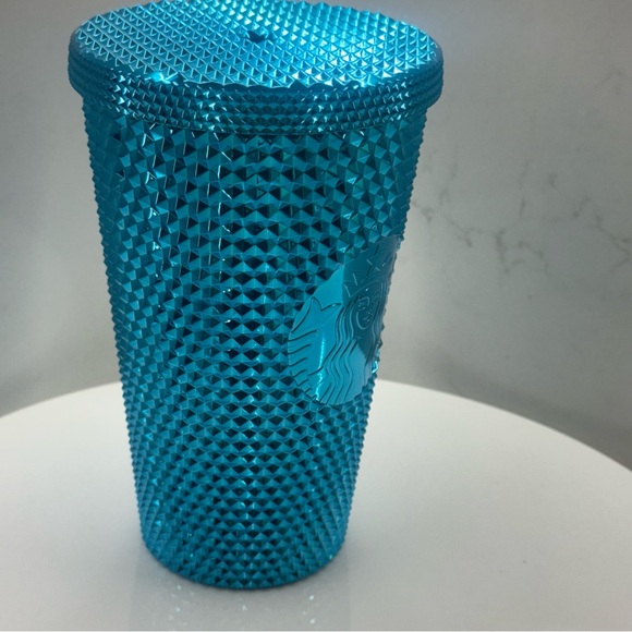 Starbucks 2023 Blue Chrome Studded Grande 16oz Bling Cup Tumber NWT - Picture 5 of 11